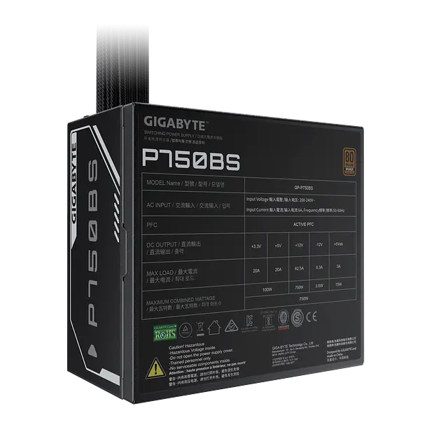 Fuentes de Alimentación - Gigabyte - GP-P750BS GCL1 750W 80 Plus Bronce